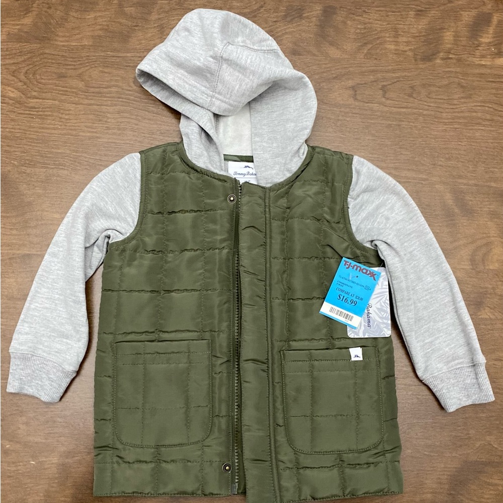 Tommy Bahama Kids Green and Gray Hooded Jacket